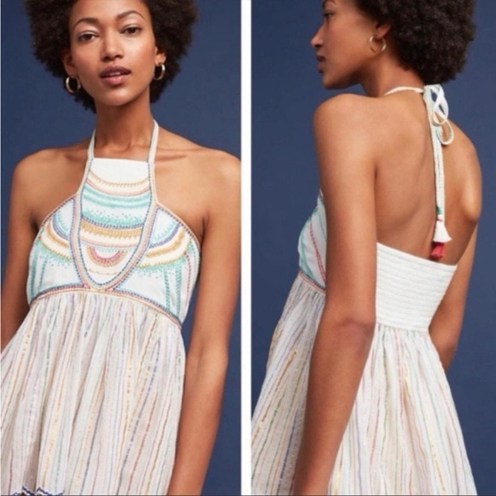 Anthropologie Floreat Embroidered Halter